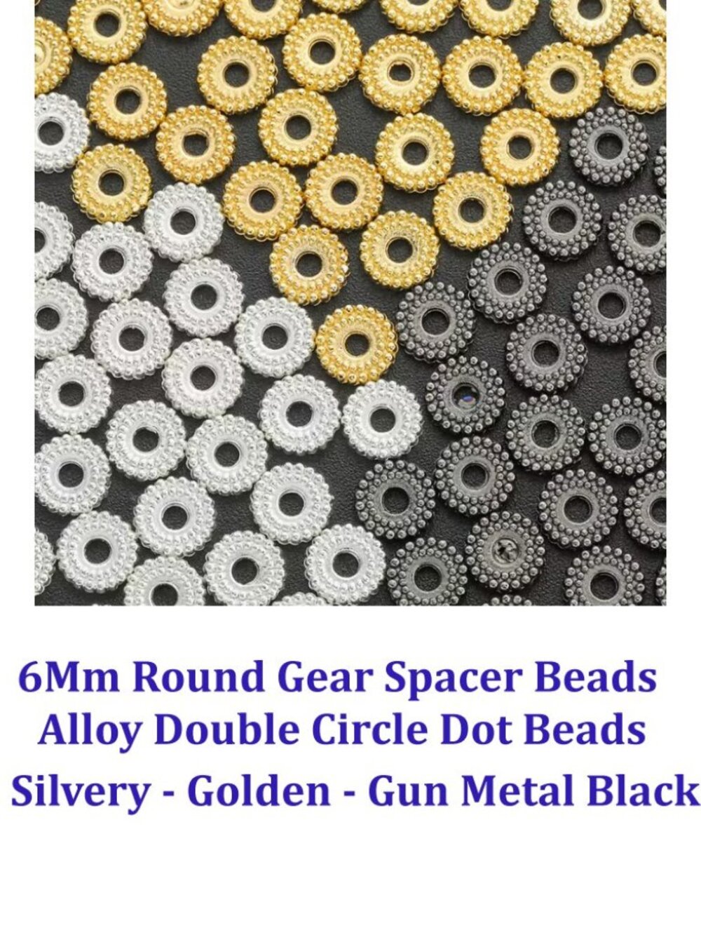 6Mm Round Gear Spacer Beads Alloy Double Circle Dot Beads 100 Beads